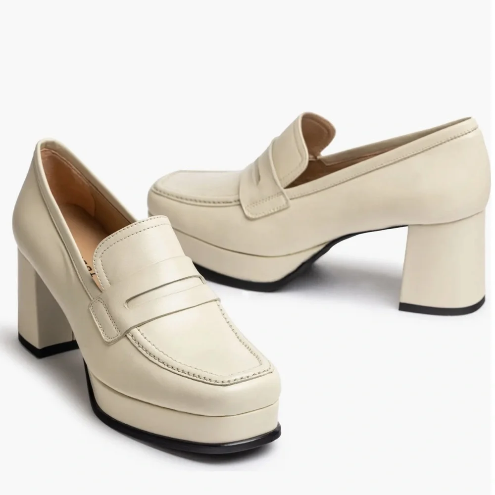 John Josef Belen Penny Loafer Leather Pump Sz 9.5 Made in Spain Retail 238 new